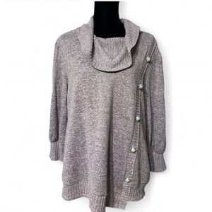 ADRIANNE VITTADINI Heather Purple Cowl Neck Sweater 3/4 Sleeves XL Exelent Cond.